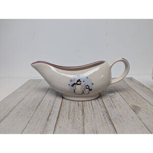 Royal Seasons Stoneware Snowmen Gravy Boat NO Underplate